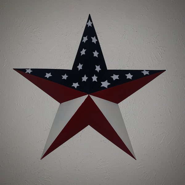 12",16",24",30",36" USA AMERICAN FLAG STAR RED WHITE & BLUE METAL BARN STAR METAL WALL ART HANDMADE