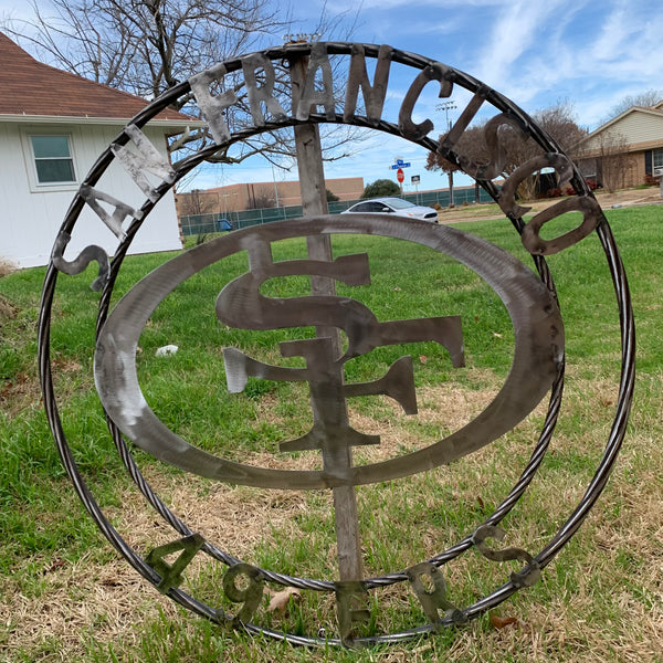 36" SAN FRANCISCO 49ERS CUSTOM RAW METAL VINTAGE CRAFT TEAM SIGN HAND MADE IN USA