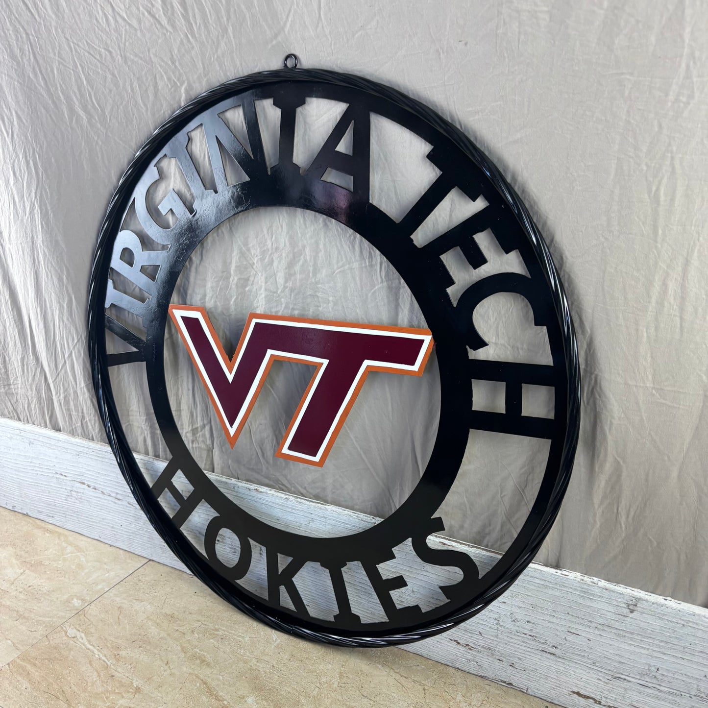 VIRGINIA TECH CUSTOM MAROON WHITE ORANGE METAL VINTAGE CRAFT SIGN TEAM HANDMADE TO ORDER