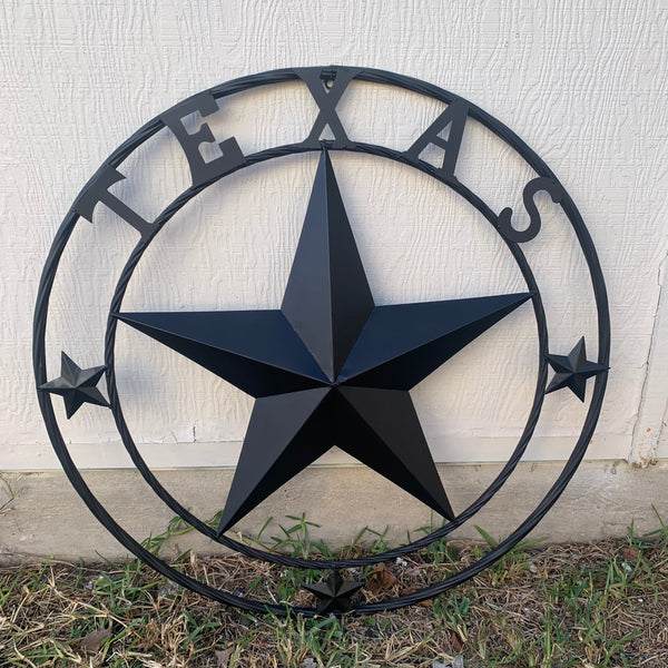 TEXAS LONESTAR WITH 3 SMALL STARS BARN STAR METAL RUSTIC BLACK TWISTED ROPE RING WESTERN HOME DECOR HANDMADE NEW