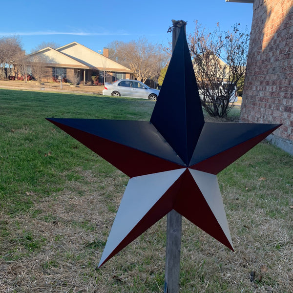 16",24",36" RED WHITE & BLUE METAL BARN STAR METAL WALL ART WESTERN HOME DECOR HANDMADE NEW ART #EH12939