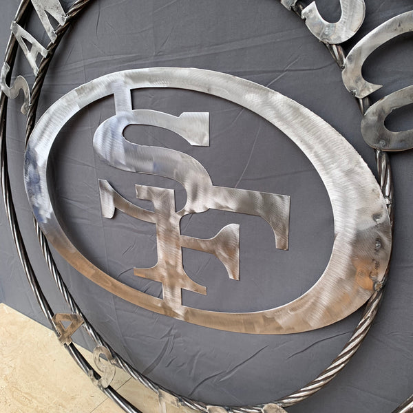 36" SAN FRANCISCO 49ERS CUSTOM RAW METAL VINTAGE CRAFT TEAM SIGN HAND MADE IN USA