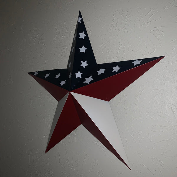 12",16",24",30",36" USA AMERICAN FLAG STAR RED WHITE & BLUE METAL BARN STAR METAL WALL ART HANDMADE