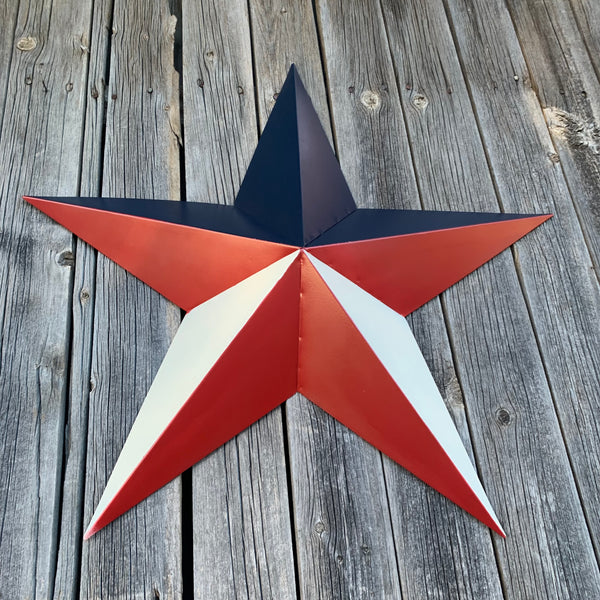 16",24",36" RED WHITE & BLUE METAL BARN STAR METAL WALL ART WESTERN HOME DECOR HANDMADE NEW ART #EH12939