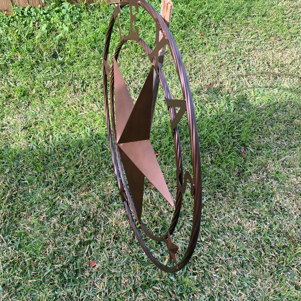 TEXAS LONESTAR WITH 3 SMALL STARS BARN STAR METAL RUSTIC BRONZE COPPER TWISTED ROPE RING WESTERN HOME DECOR HANDMADE NEW