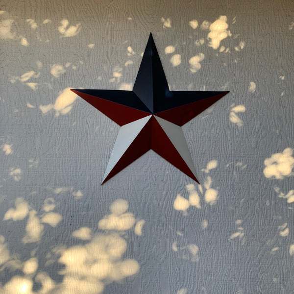 16",24",36" RED WHITE & BLUE METAL BARN STAR METAL WALL ART WESTERN HOME DECOR HANDMADE NEW ART #EH12939