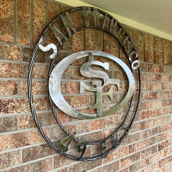 36" SAN FRANCISCO 49ERS CUSTOM RAW METAL VINTAGE CRAFT TEAM SIGN HAND MADE IN USA
