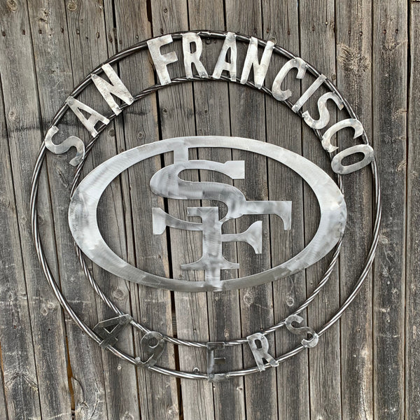 36" SAN FRANCISCO 49ERS CUSTOM RAW METAL VINTAGE CRAFT TEAM SIGN HAND MADE IN USA
