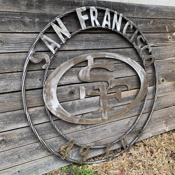 36" SAN FRANCISCO 49ERS CUSTOM RAW METAL VINTAGE CRAFT TEAM SIGN HAND MADE IN USA