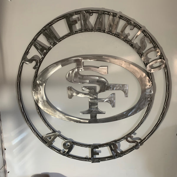 36" SAN FRANCISCO 49ERS CUSTOM RAW METAL VINTAGE CRAFT TEAM SIGN HAND MADE IN USA