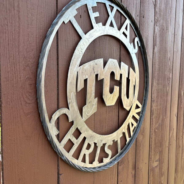 TCU TEXAS CHRISTIAN CUSTOM RAW METAL VINTAGE CRAFT TEAM SIGN UNPAINTED HANDMADE