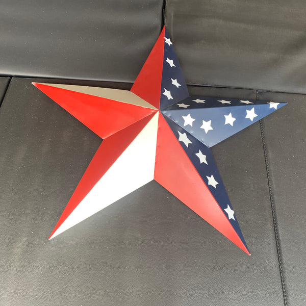 12",16",24",30",36" USA AMERICAN FLAG STAR RED WHITE & BLUE METAL BARN STAR METAL WALL ART HANDMADE