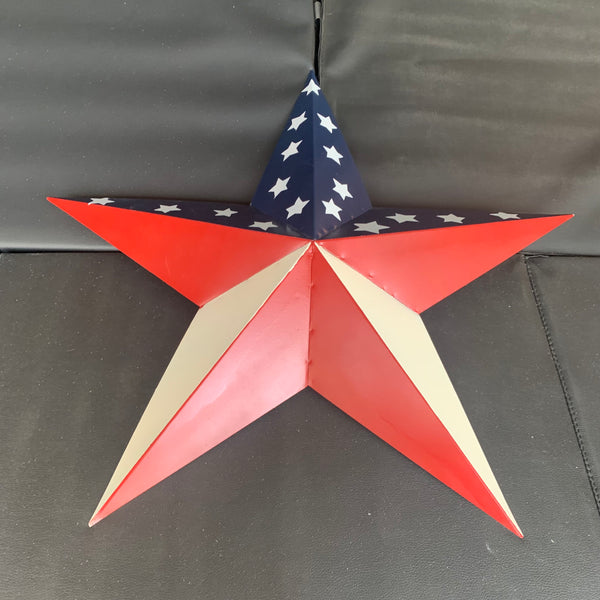 12",16",24",30",36" USA AMERICAN FLAG STAR RED WHITE & BLUE METAL BARN STAR METAL WALL ART HANDMADE