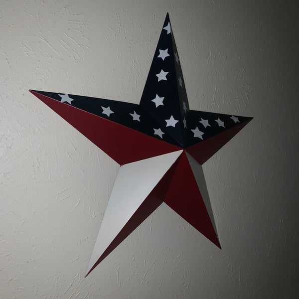 12",16",24",30",36" USA AMERICAN FLAG STAR RED WHITE & BLUE METAL BARN STAR METAL WALL ART HANDMADE