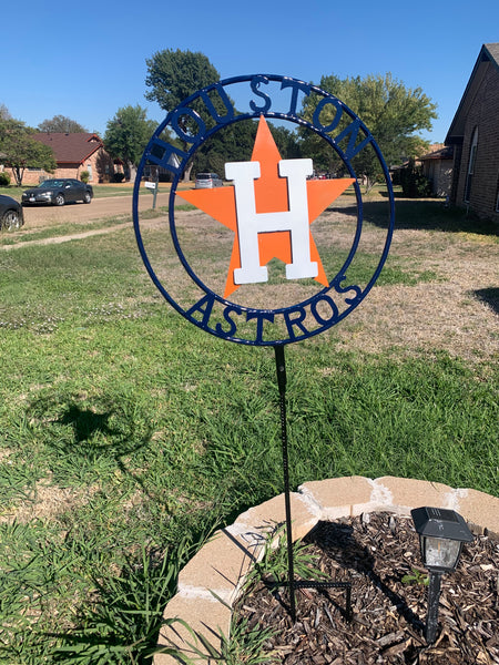 12",18",24",32", 36" HOUSTON ASTROS ON STAKE CUSTOM METAL VINTAGE CRAFT GARDEN SIGN HANDMADE