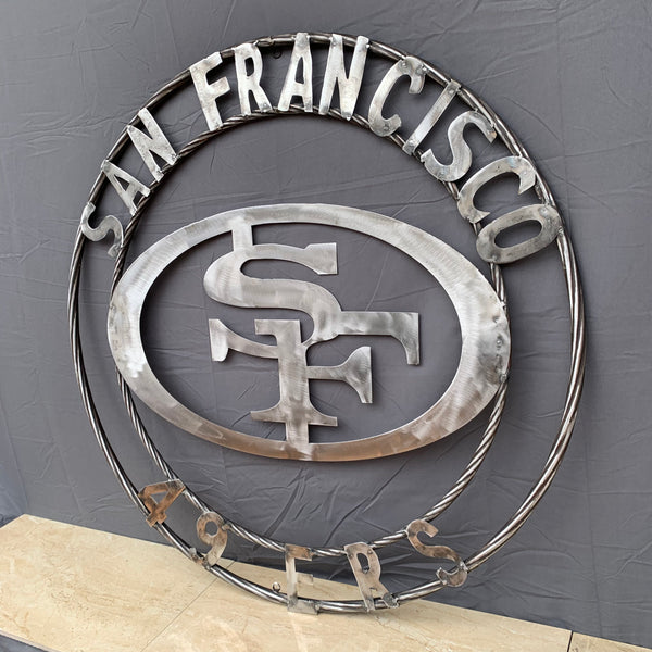 36" SAN FRANCISCO 49ERS CUSTOM RAW METAL VINTAGE CRAFT TEAM SIGN HAND MADE IN USA