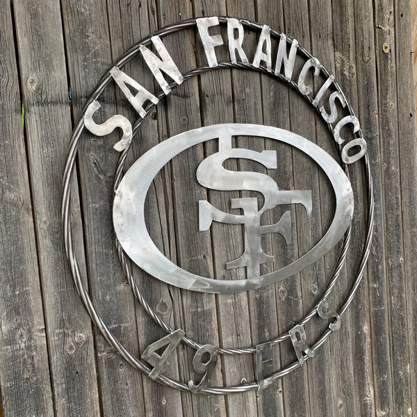 36" SAN FRANCISCO 49ERS CUSTOM RAW METAL VINTAGE CRAFT TEAM SIGN HAND MADE IN USA