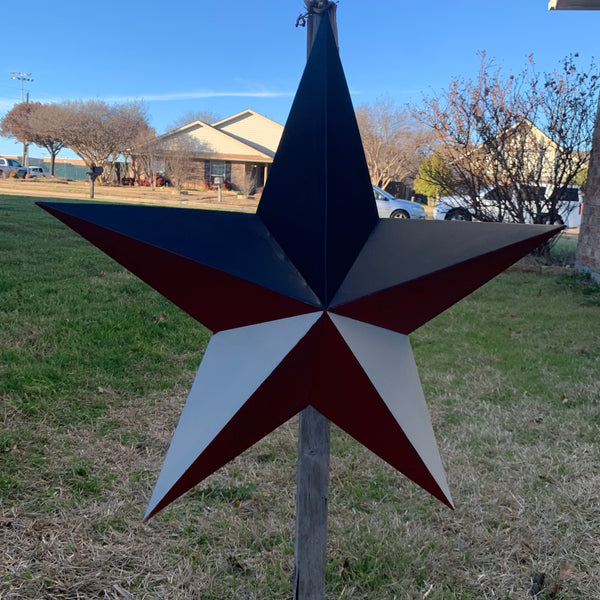 16",24",36" RED WHITE & BLUE METAL BARN STAR METAL WALL ART WESTERN HOME DECOR HANDMADE NEW ART #EH12939