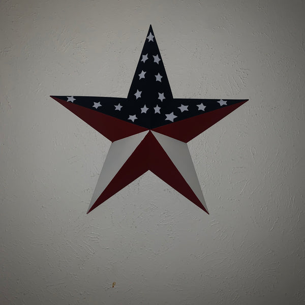 12",16",24",30",36" USA AMERICAN FLAG STAR RED WHITE & BLUE METAL BARN STAR METAL WALL ART HANDMADE