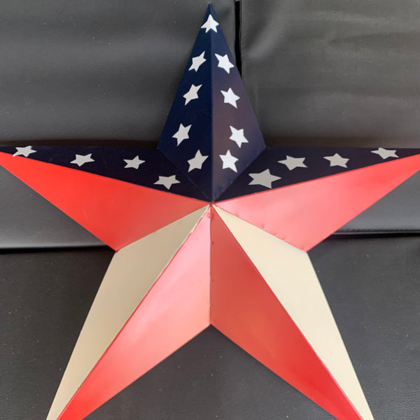 12",16",24",30",36" USA AMERICAN FLAG STAR RED WHITE & BLUE METAL BARN STAR METAL WALL ART HANDMADE