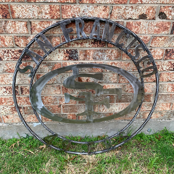 36" SAN FRANCISCO 49ERS CUSTOM RAW METAL VINTAGE CRAFT TEAM SIGN HAND MADE IN USA