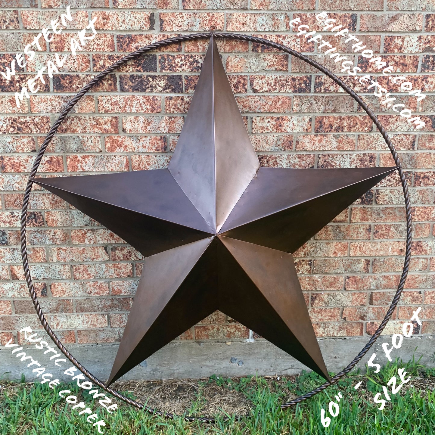 LONE STAR 60" BARN STAR METAL RUSTIC BRONZE VINTAGE COPPER WALL ART WESTERN HOME DECOR HANDMADE NEW EH10524