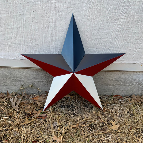 16",24",36" RED WHITE & BLUE METAL BARN STAR METAL WALL ART WESTERN HOME DECOR HANDMADE NEW ART #EH12939