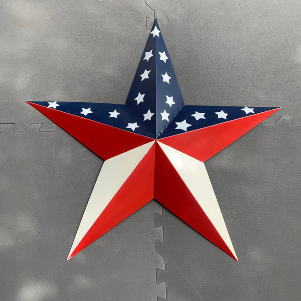 12",16",24",30",36" USA AMERICAN FLAG STAR RED WHITE & BLUE METAL BARN STAR METAL WALL ART HANDMADE