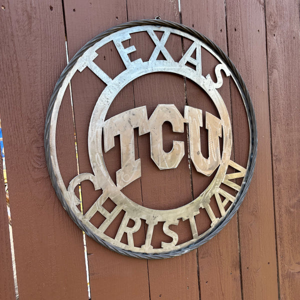TCU TEXAS CHRISTIAN CUSTOM RAW METAL VINTAGE CRAFT TEAM SIGN UNPAINTED HANDMADE