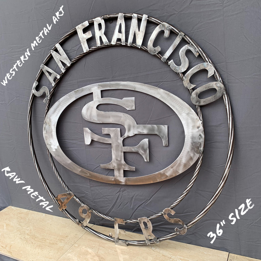 36" SAN FRANCISCO 49ERS CUSTOM RAW METAL VINTAGE CRAFT TEAM SIGN HAND MADE IN USA