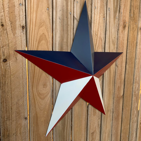 16",24",36" RED WHITE & BLUE METAL BARN STAR METAL WALL ART WESTERN HOME DECOR HANDMADE NEW ART #EH12939