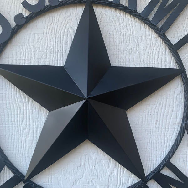 US ARMY VETERAN BARN STAR METAL LONESTAR CUSTOM NAME STAR WESTERN HOME DECOR RUSTIC BLACK  24",32",36",50"