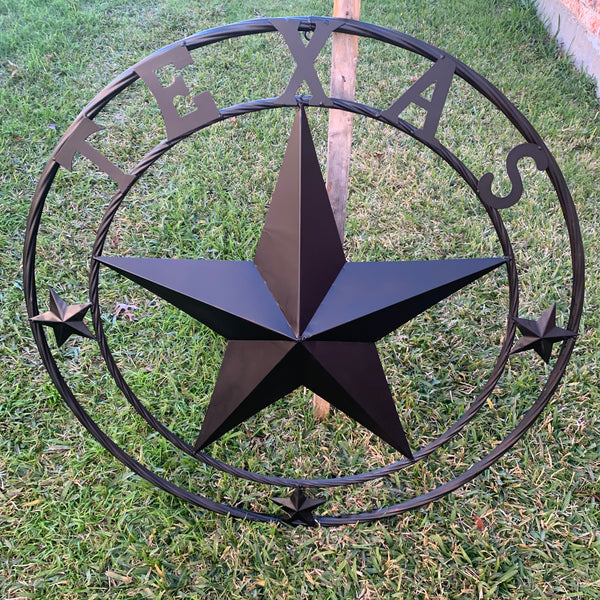 TEXAS LONESTAR WITH 3 SMALL STARS BARN STAR METAL RUSTIC BLACK TWISTED ROPE RING WESTERN HOME DECOR HANDMADE NEW
