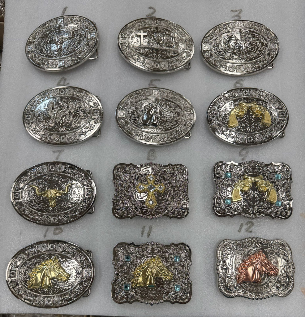BELT BUCKLE MULTI STYLE WESTERN METAL BUCKLE FASHION ART 4.5" X 3.5" #WS