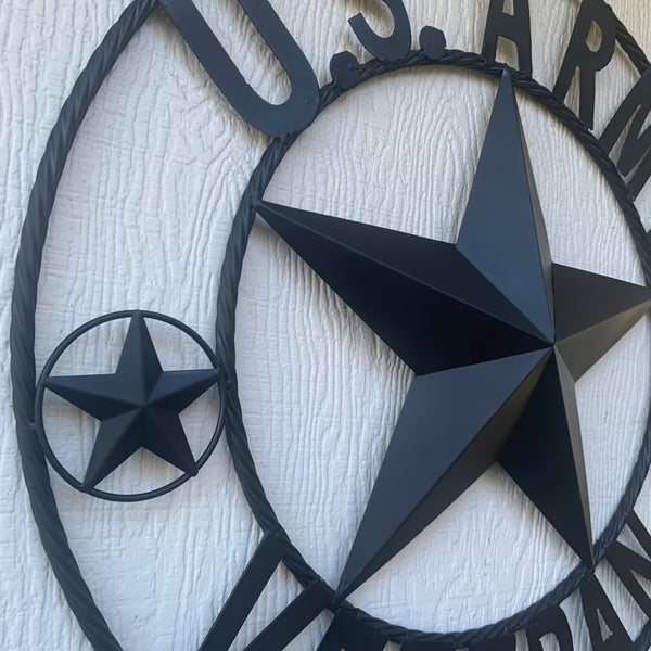 US ARMY VETERAN BARN STAR METAL LONESTAR CUSTOM NAME STAR WESTERN HOME DECOR RUSTIC BLACK  24",32",36",50"
