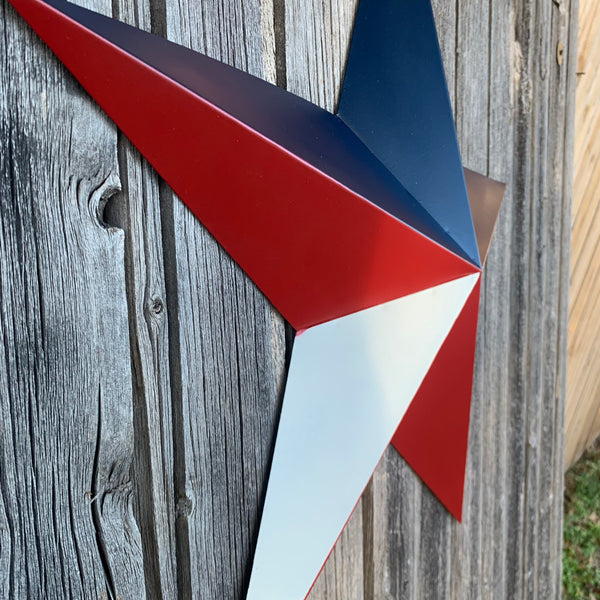 16",24",36" RED WHITE & BLUE METAL BARN STAR METAL WALL ART WESTERN HOME DECOR HANDMADE NEW ART #EH12939