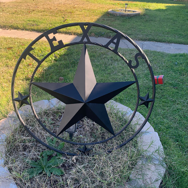 TEXAS LONESTAR WITH 3 SMALL STARS BARN STAR METAL RUSTIC BLACK TWISTED ROPE RING WESTERN HOME DECOR HANDMADE NEW