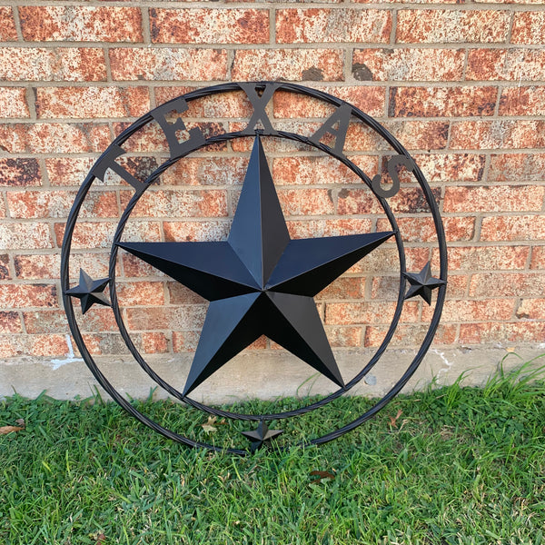 TEXAS LONESTAR WITH 3 SMALL STARS BARN STAR METAL RUSTIC BLACK TWISTED ROPE RING WESTERN HOME DECOR HANDMADE NEW
