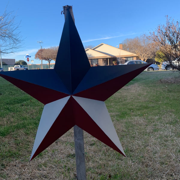 16",24",36" RED WHITE & BLUE METAL BARN STAR METAL WALL ART WESTERN HOME DECOR HANDMADE NEW ART #EH12939