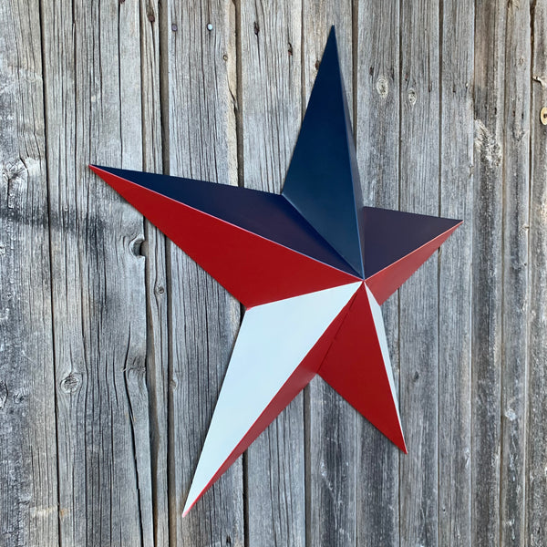 16",24",36" RED WHITE & BLUE METAL BARN STAR METAL WALL ART WESTERN HOME DECOR HANDMADE NEW ART #EH12939