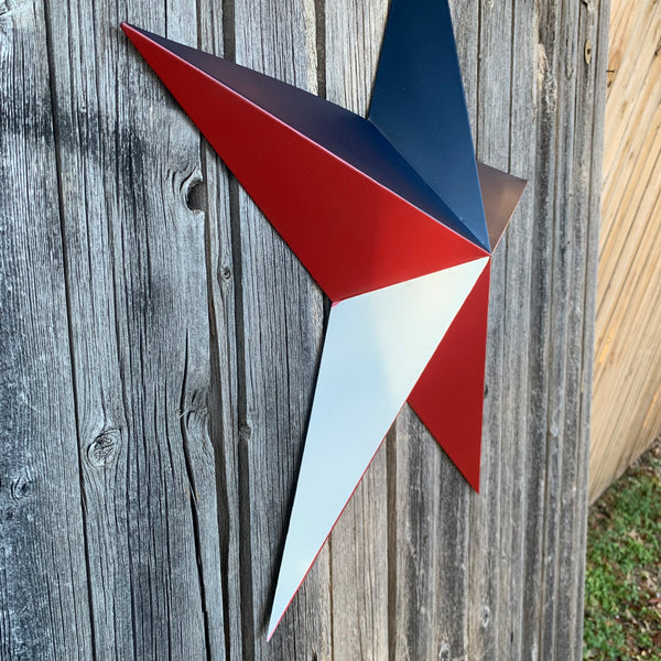 16",24",36" RED WHITE & BLUE METAL BARN STAR METAL WALL ART WESTERN HOME DECOR HANDMADE NEW ART #EH12939