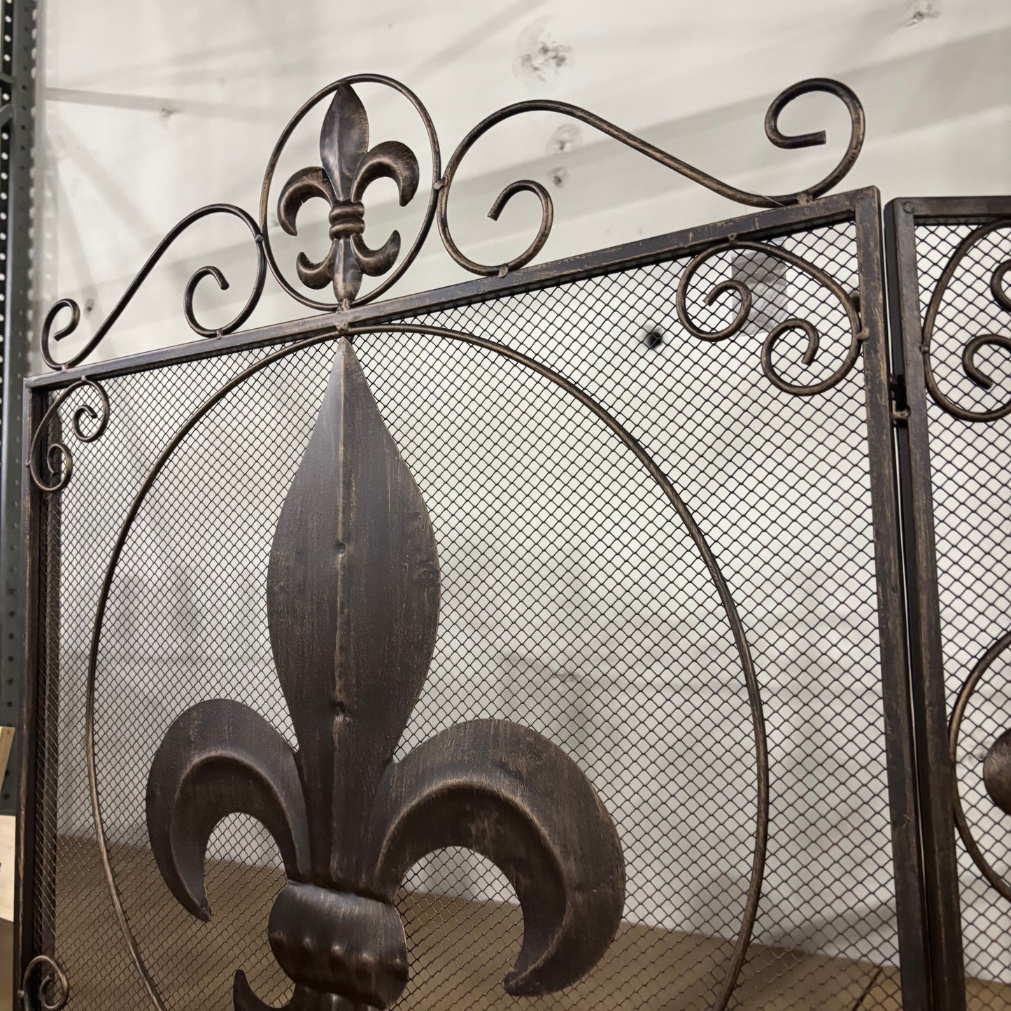 FLEUR DE LIS METAL FIREPLACE SCREEN 39" X 32.25" WESTERN HOME DECOR HANDMADE #EH80006