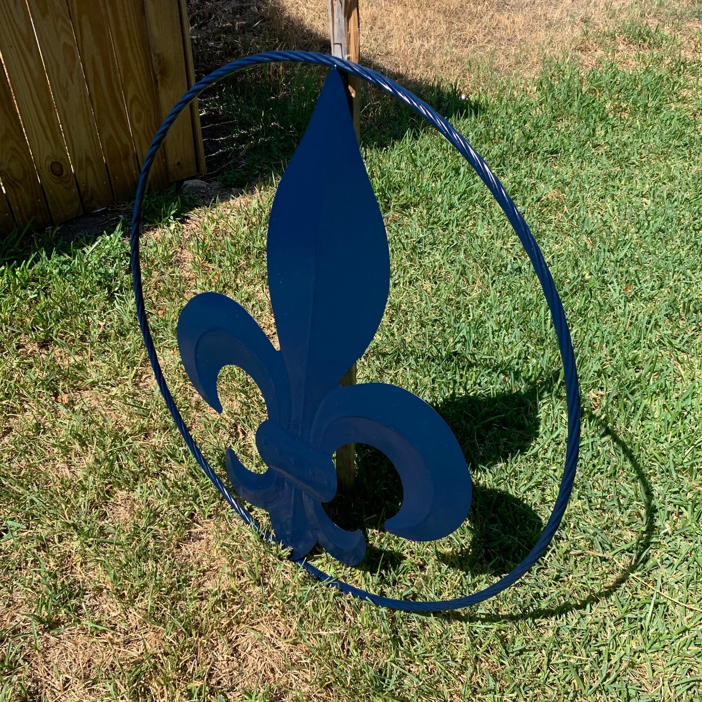 NAVY BLUE 24",36" FLEUR DE LIS METAL WALL ART SIGN WESTERN HOME DECOR HANDMADE NEW #EH10764
