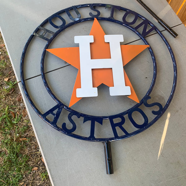 12",18",24",32", 36" HOUSTON ASTROS ON STAKE CUSTOM METAL VINTAGE CRAFT GARDEN SIGN HANDMADE