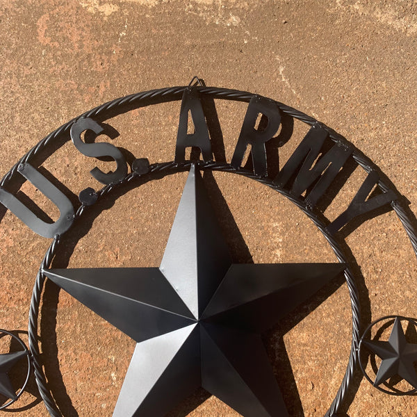 US ARMY VETERAN BARN STAR METAL LONESTAR CUSTOM NAME STAR WESTERN HOME DECOR RUSTIC BLACK  24",32",36",50"
