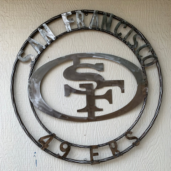 36" SAN FRANCISCO 49ERS CUSTOM RAW METAL VINTAGE CRAFT TEAM SIGN HAND MADE IN USA