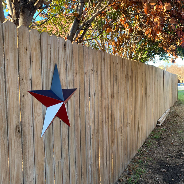 16",24",36" RED WHITE & BLUE METAL BARN STAR METAL WALL ART WESTERN HOME DECOR HANDMADE NEW ART #EH12939