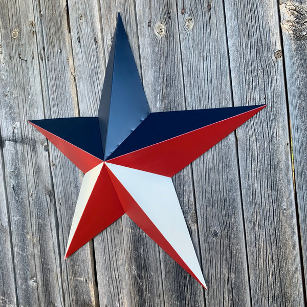 16",24",36" RED WHITE & BLUE METAL BARN STAR METAL WALL ART WESTERN HOME DECOR HANDMADE NEW ART #EH12939