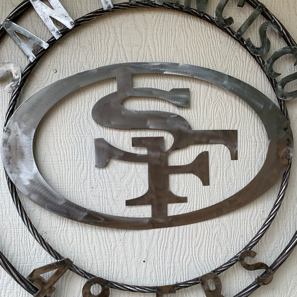 36" SAN FRANCISCO 49ERS CUSTOM RAW METAL VINTAGE CRAFT TEAM SIGN HAND MADE IN USA
