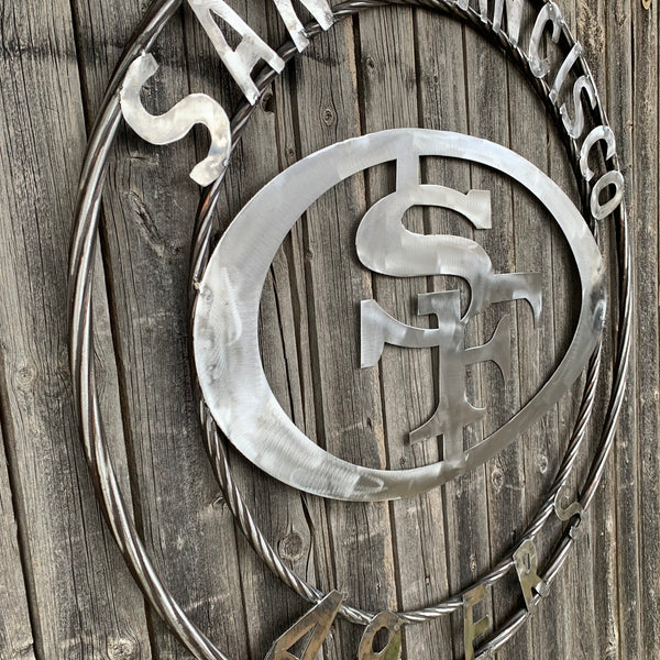 36" SAN FRANCISCO 49ERS CUSTOM RAW METAL VINTAGE CRAFT TEAM SIGN HAND MADE IN USA